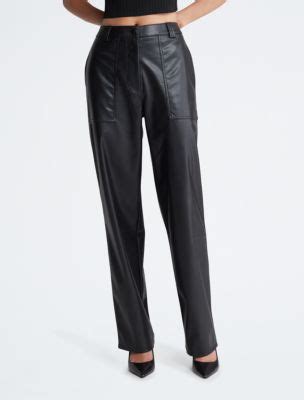 calvin klein faux leather pants